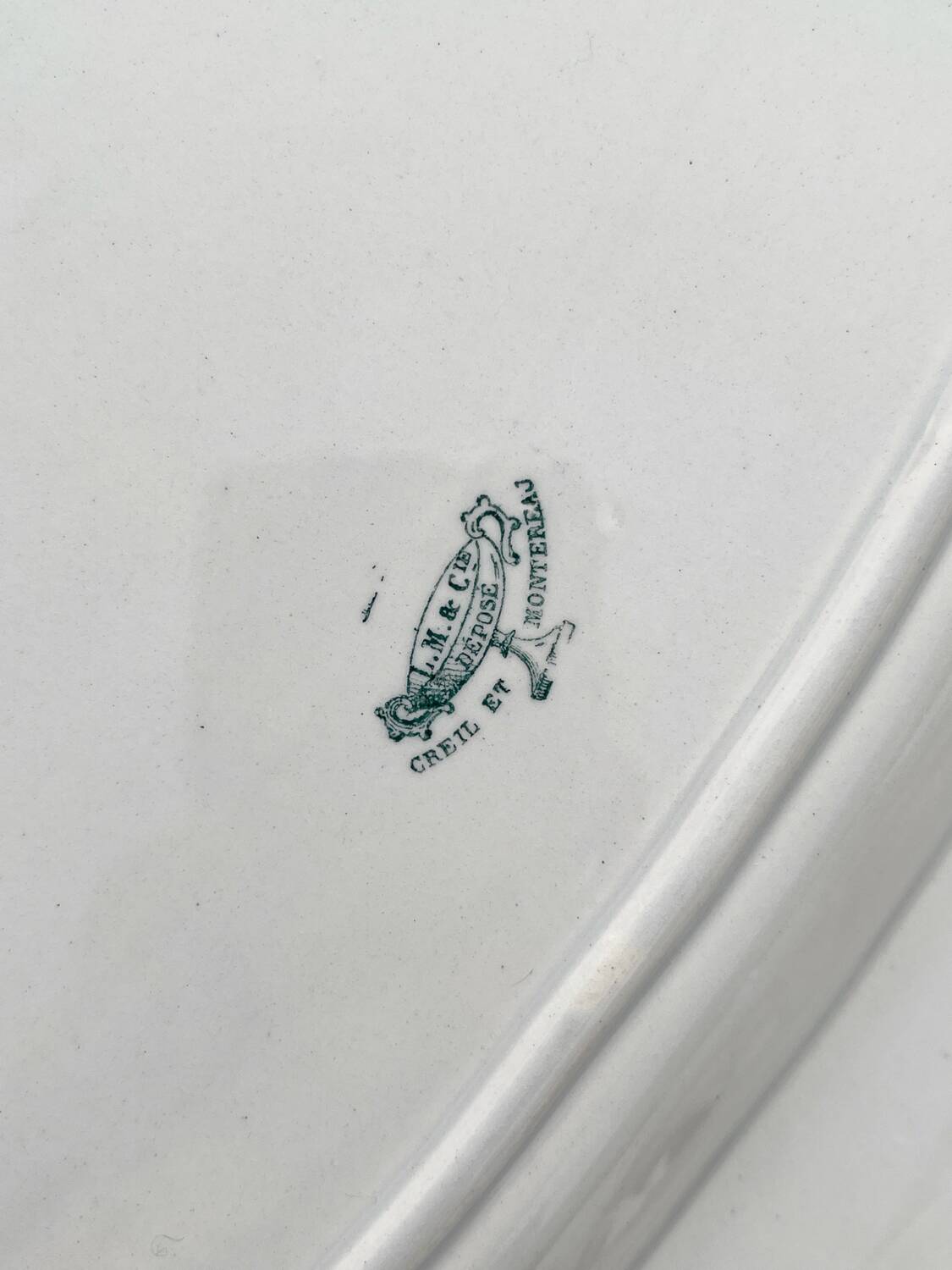 Oval fish dish in white ironstone Creil and Montereau late 19th century