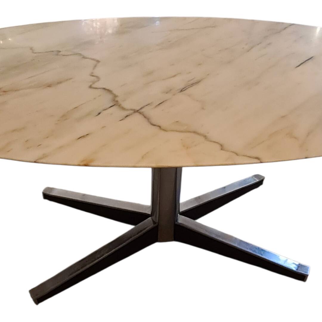 Oval marble dining table from the 1970s.