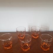 Set of 5 small pink glasses