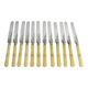 12 fruit knives, dessert knives, serving knives, engraved silver blades.