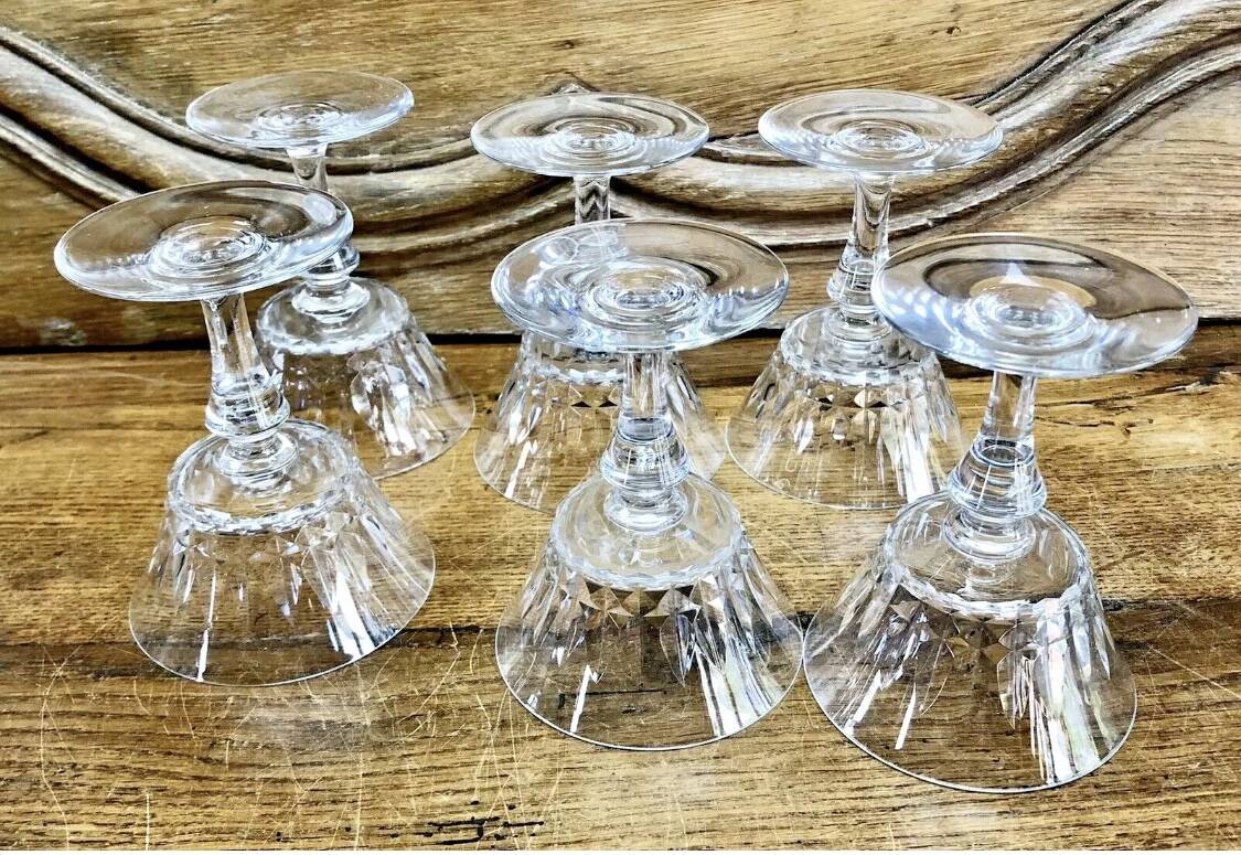 6 old Baccarat crystal champagne glasses Piccadilly model signed