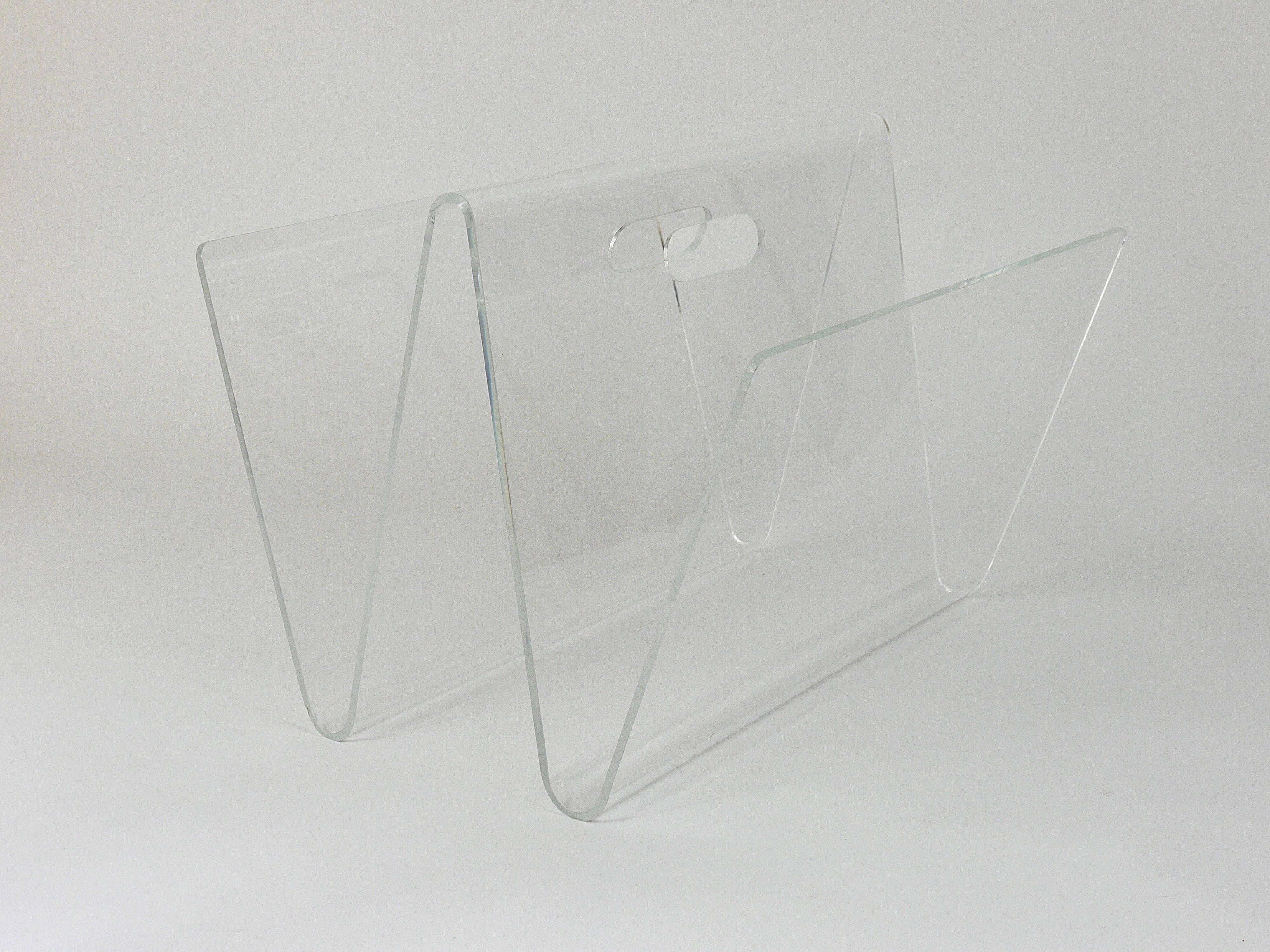 Postmodern Lucite ZigZag magazine rack, Italy, 1980s
