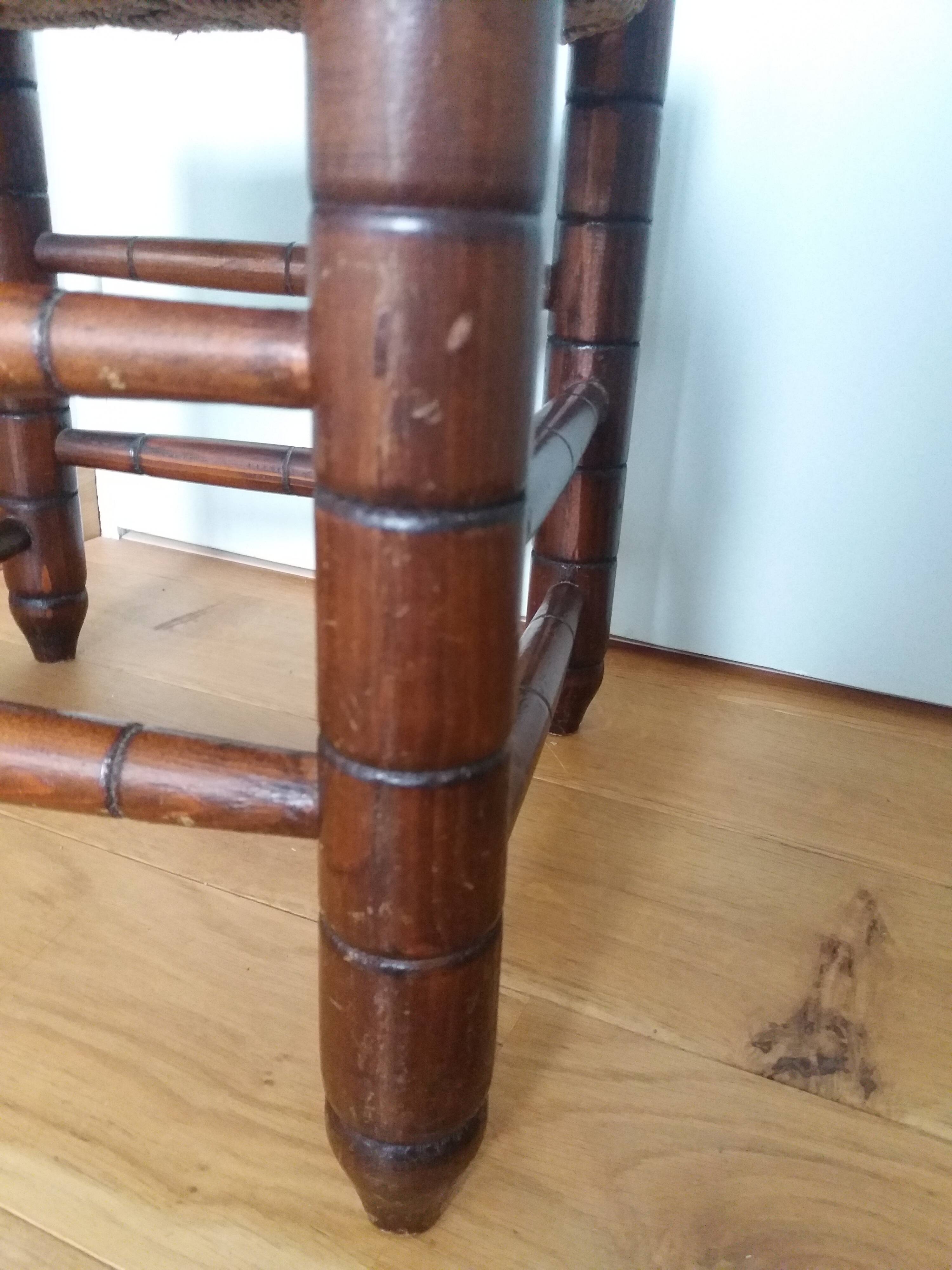 Wooden and rope stool