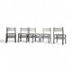 5 x dining chairs / light grey wooden frame / leather seat / Germany 1970s / labeled "ideen für kuchen - innenarchitektur"