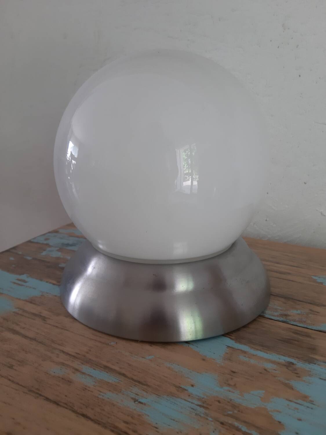 White opaline metal globe ceiling light