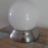 White opaline metal globe ceiling light