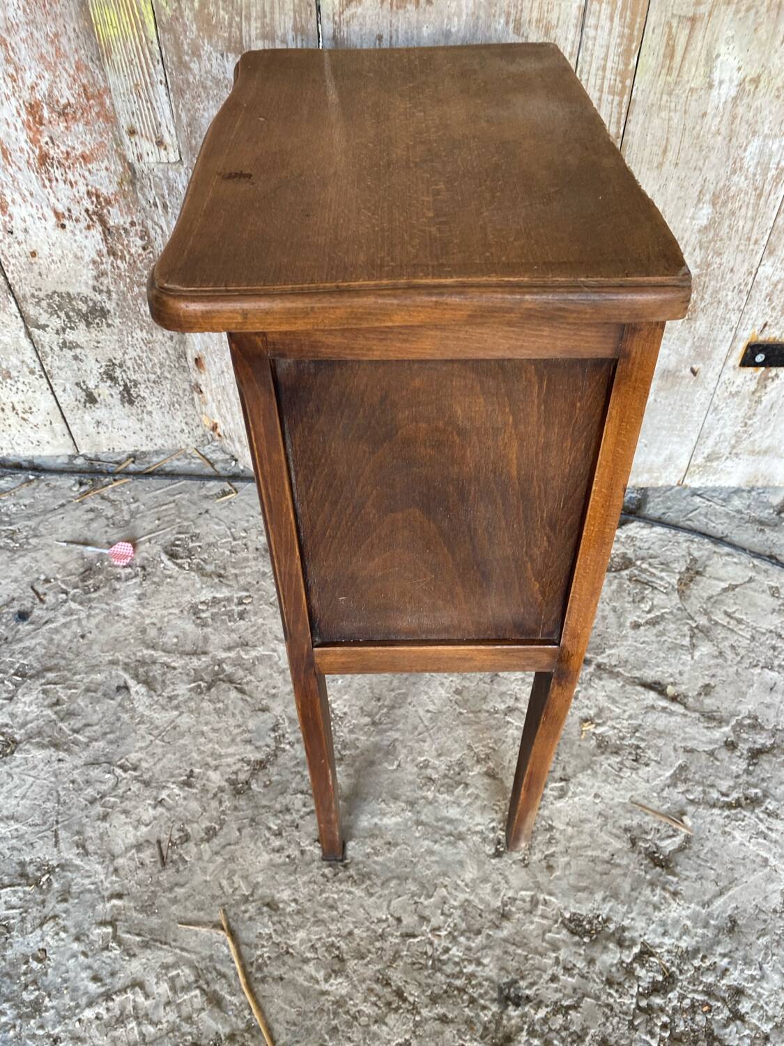 Antique Nightstand Table in Louis XV Style Wood with Vintage Drawer #D894