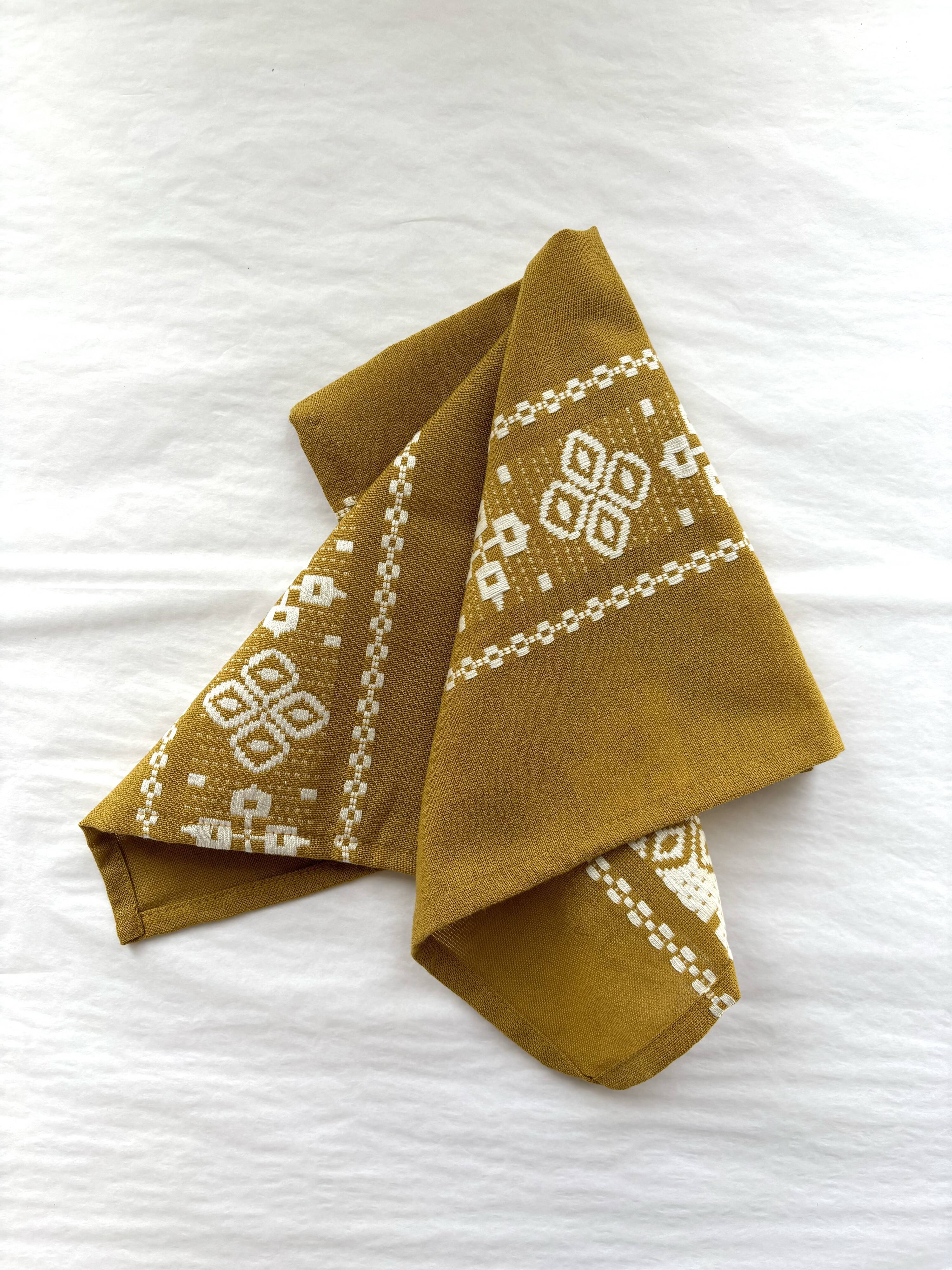 Basque pattern towel, mustard