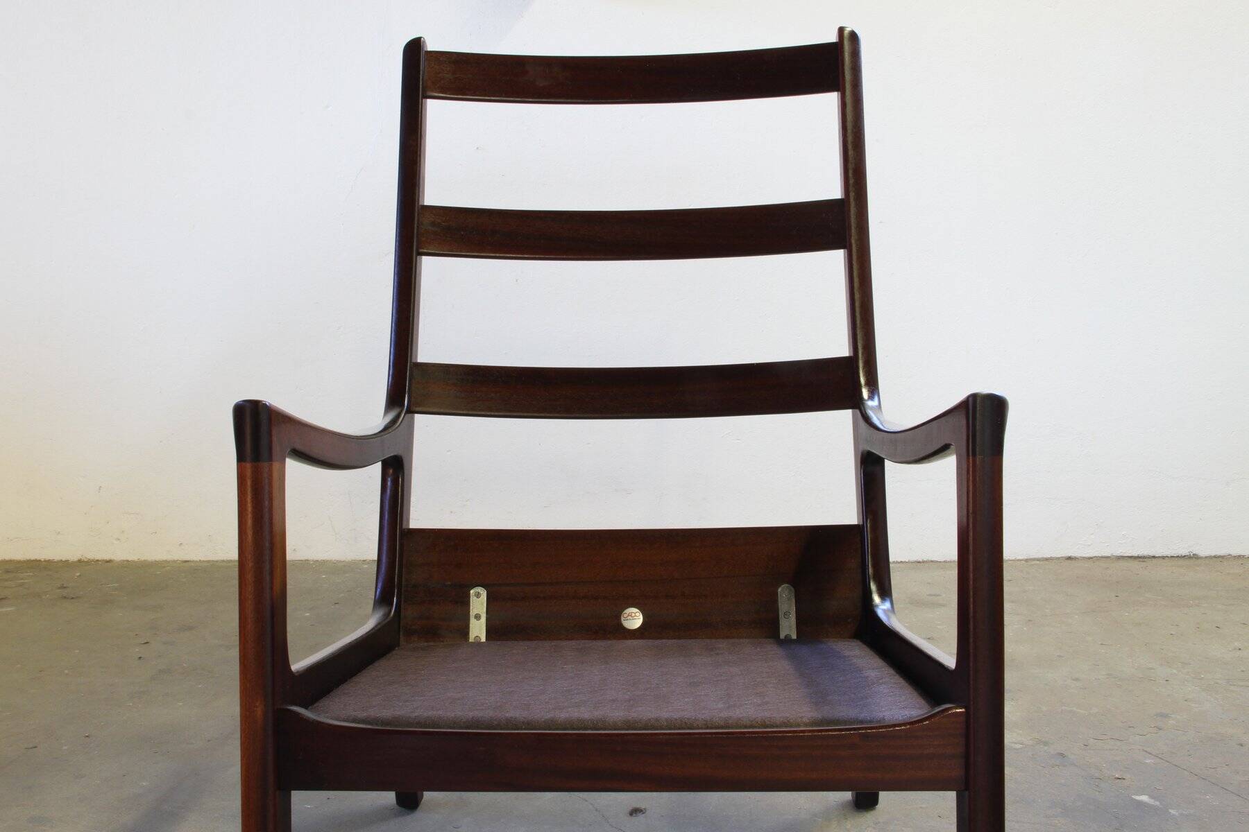 Fauteuil lounge Senator vintage en acajou, signé Ole Wanscher pour Cado, années 1960