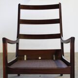 Fauteuil lounge Senator vintage en acajou, signé Ole Wanscher pour Cado, années 1960