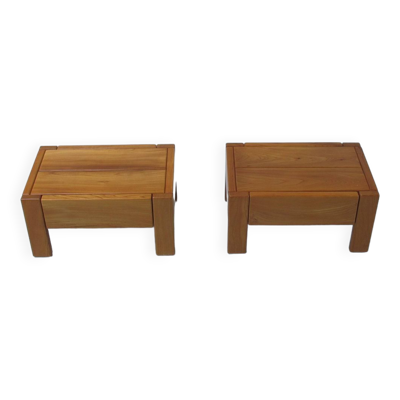 Paire de tables de chevets ou basses Regain orme verni
