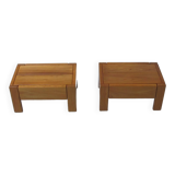 Paire de tables de chevets ou basses Regain orme verni