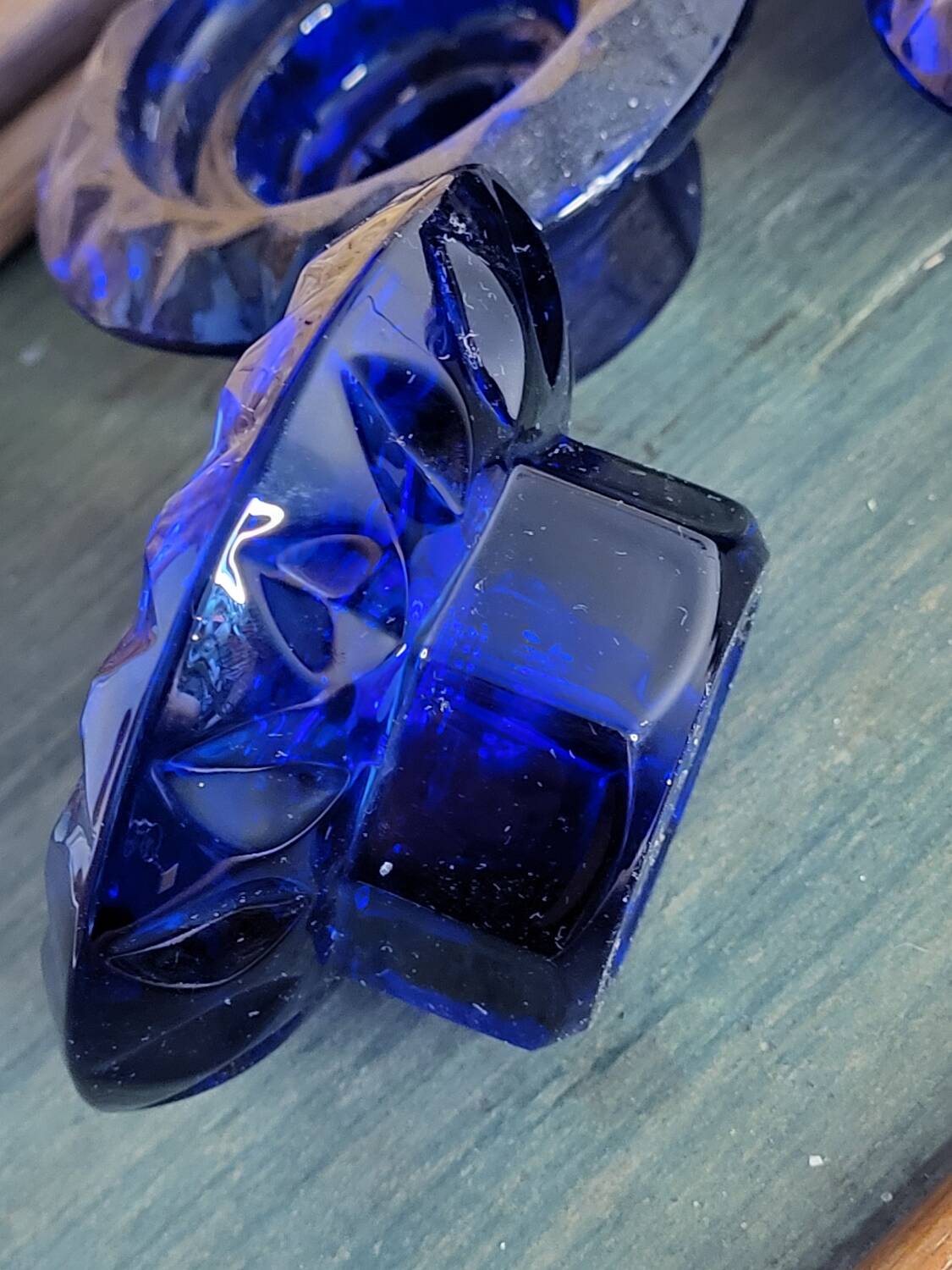 Navy blue candle holders