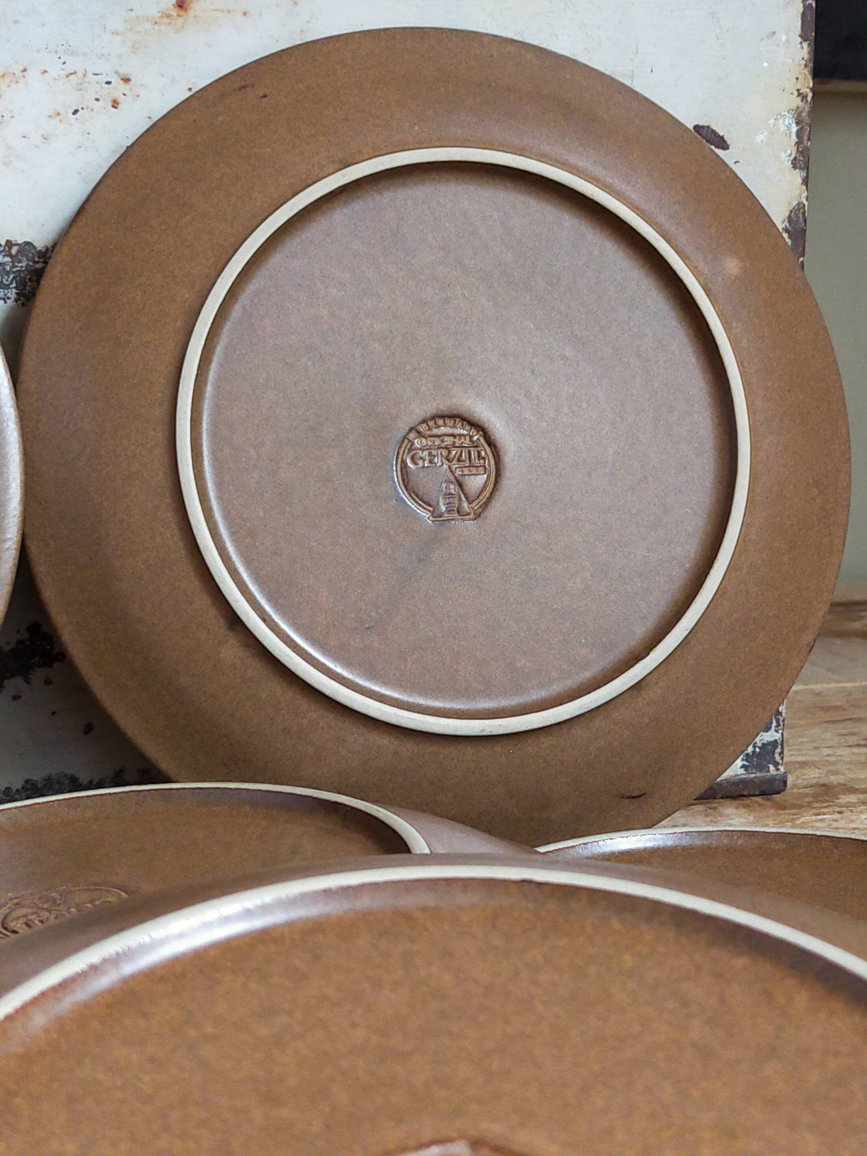 Six original vintage gerzit west germany stoneware plates