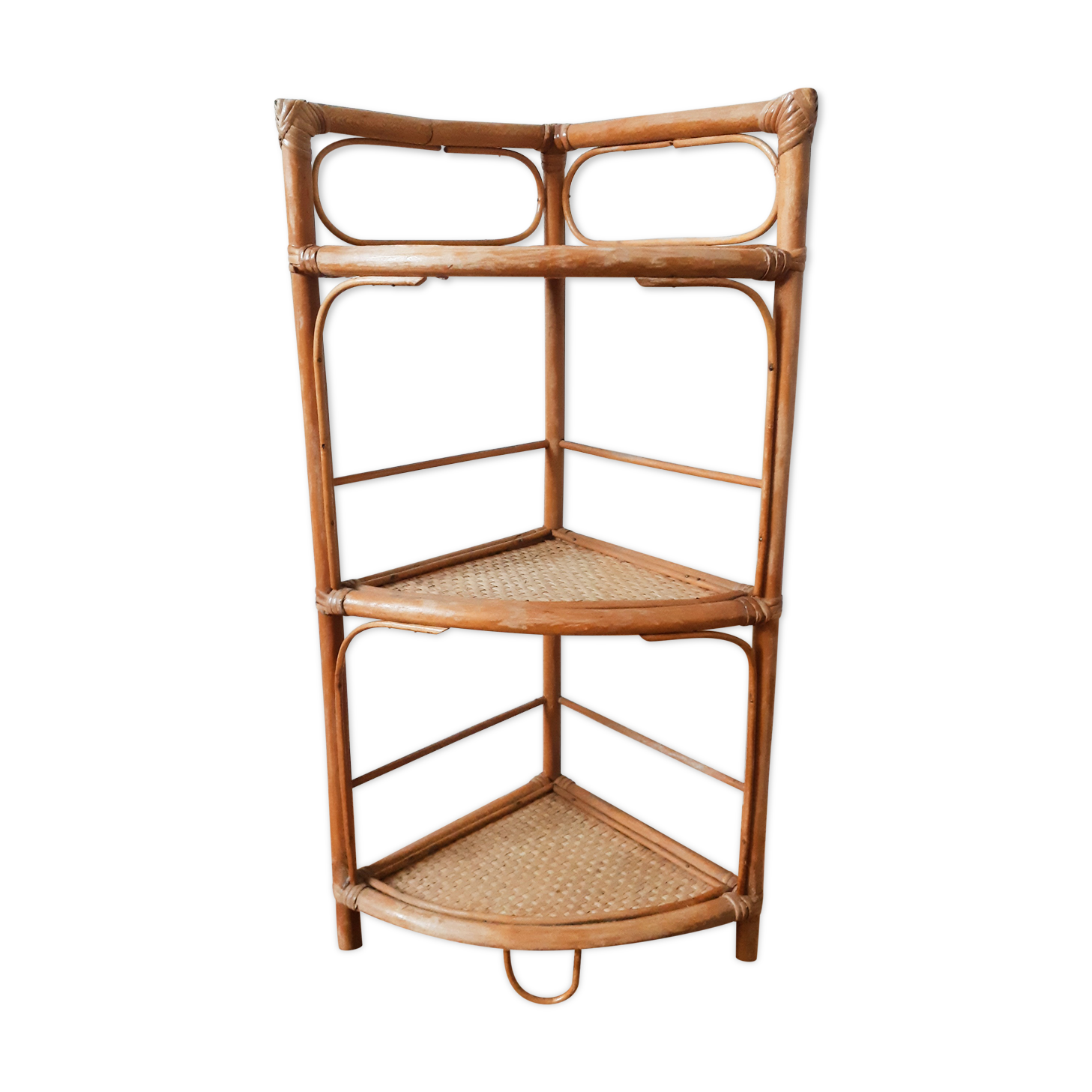 Rattan corner shelf , 50s , vintage French