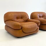 Cognac brown leather Sapporo armchair for Mobil Girgi