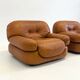 Cognac brown leather Sapporo armchair for Mobil Girgi