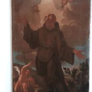Old Oil Painting on Canvas, Baroque Period, Depicting a Franciscan Saint