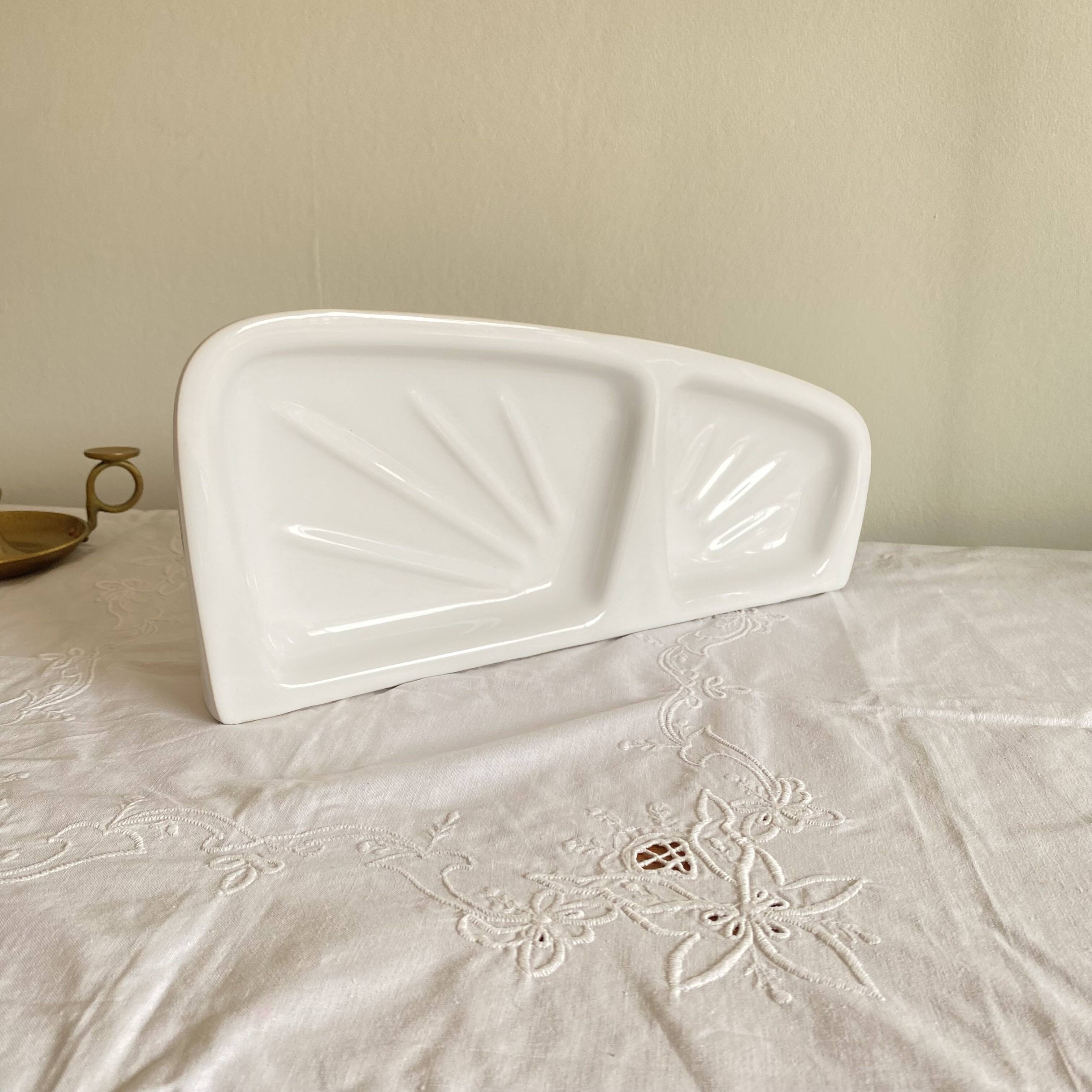 Vintage white ceramic wall-mounted soap dish