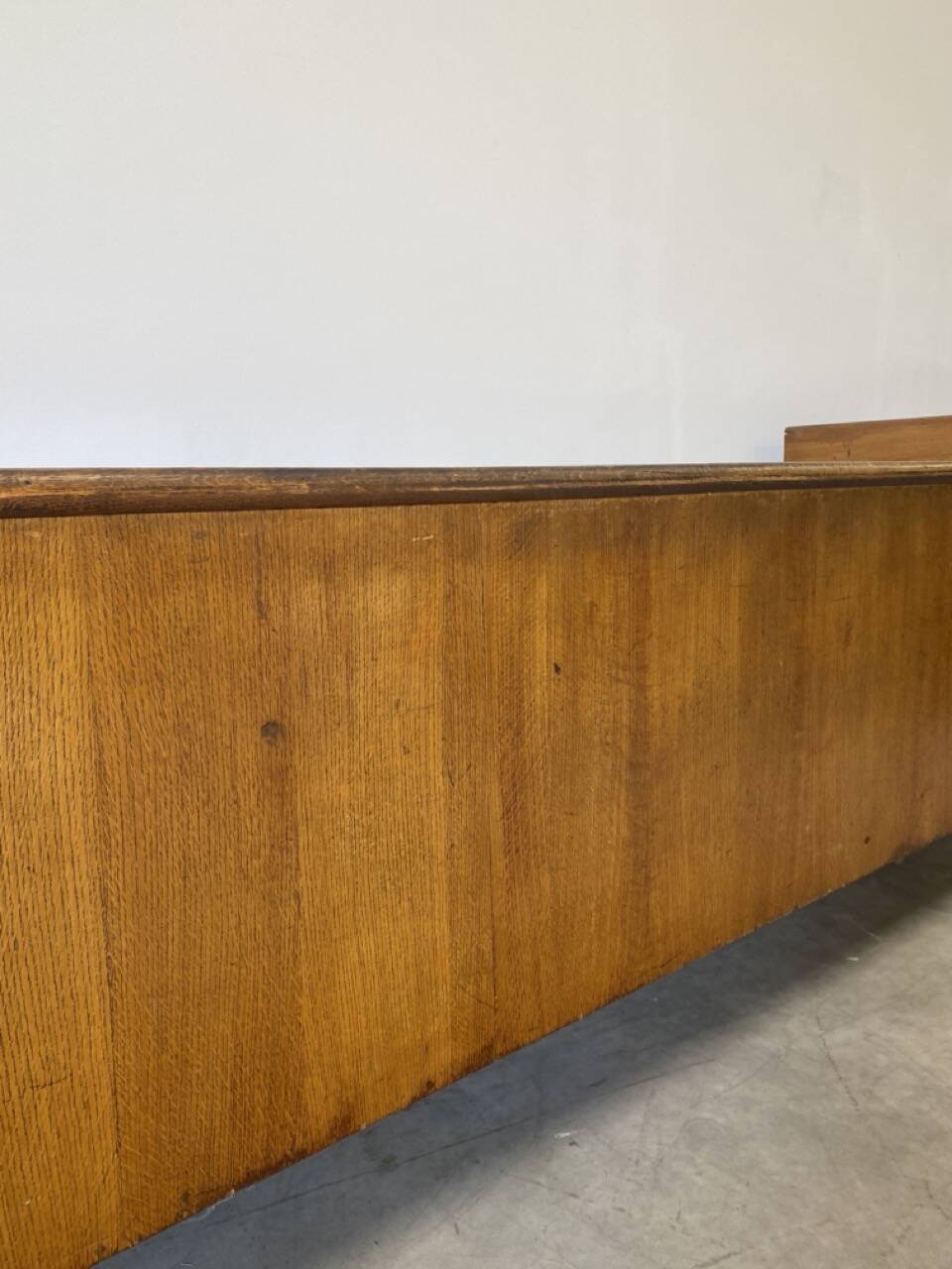 Vintage shop counter made of wood and metal