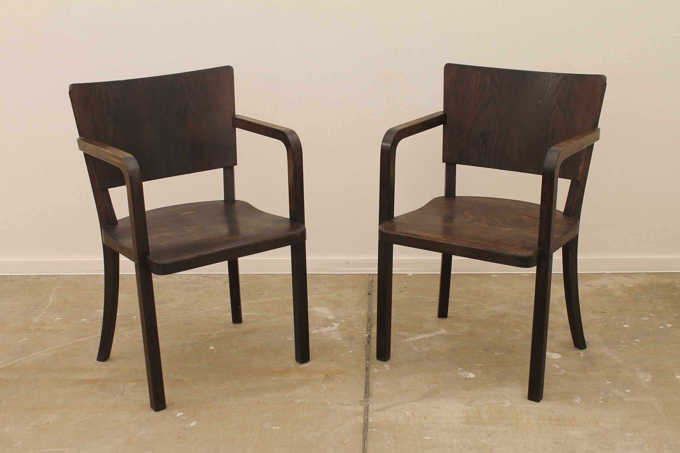 Bentwood writing desk armchairs, 1950s, Czechoslovakia