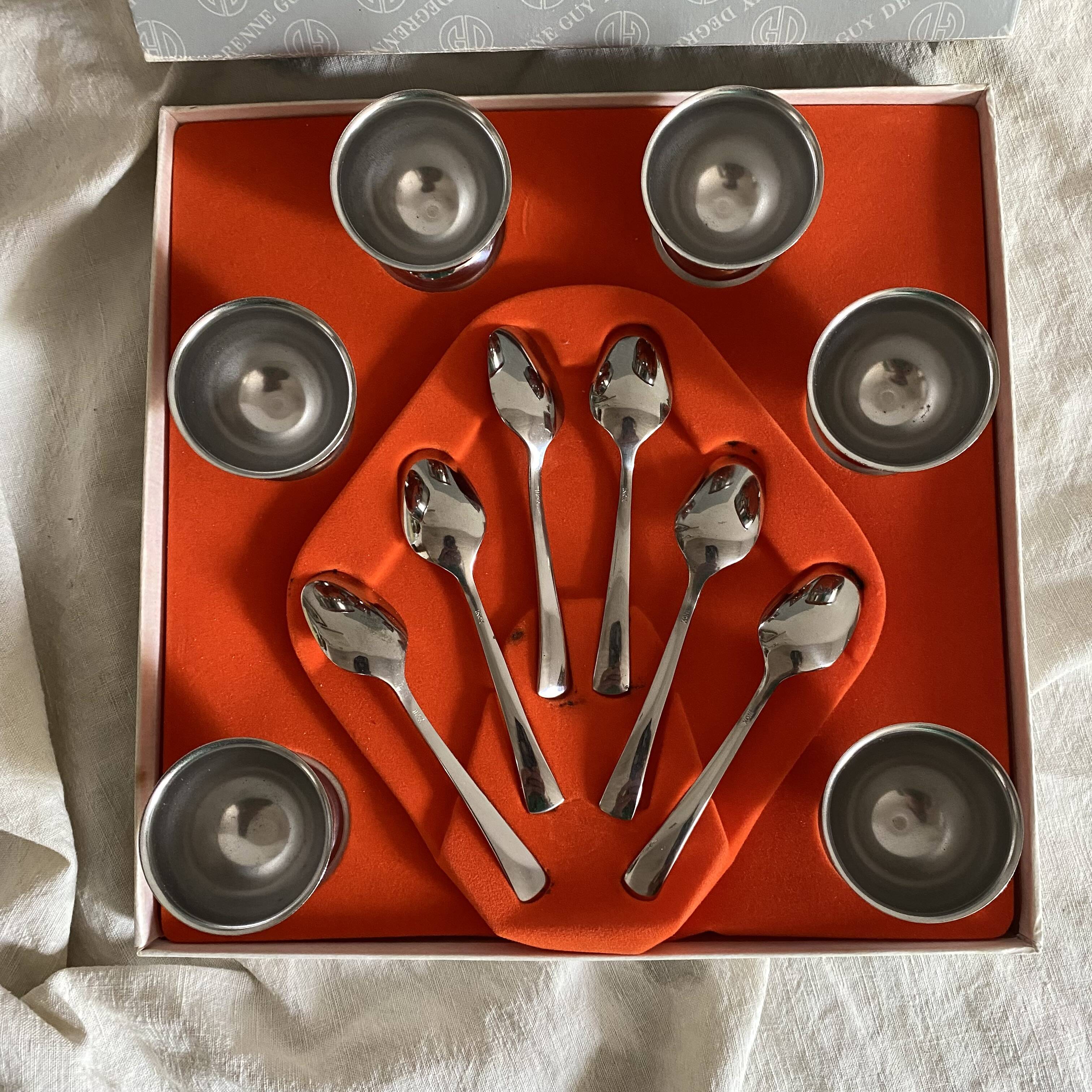 Set of stainless steel egg cups by Guy Degrenne