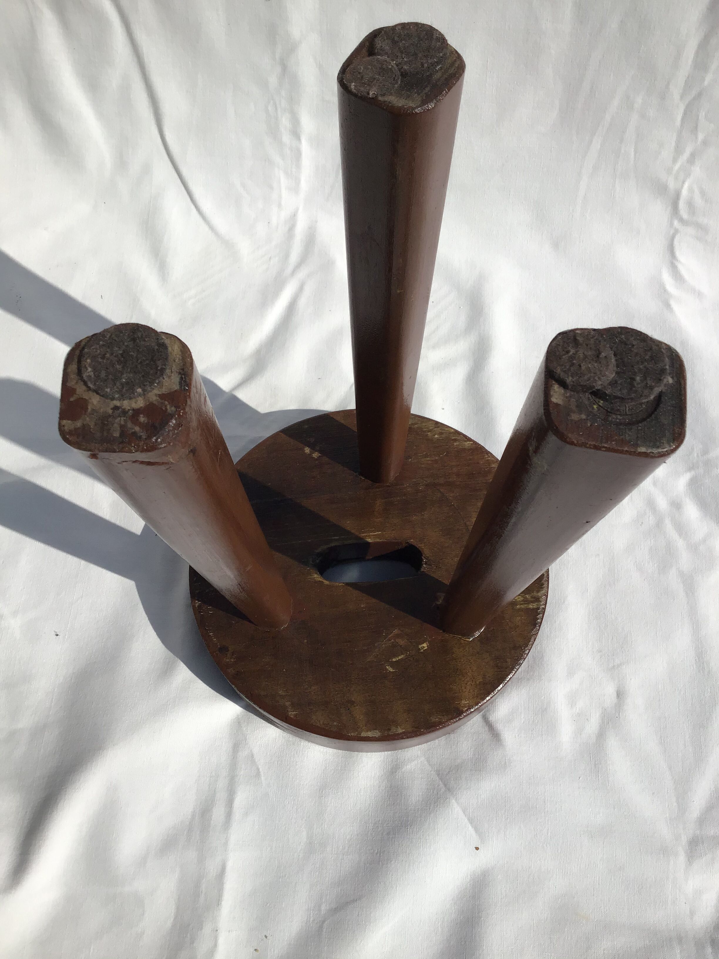 Painted wooden tripod stool