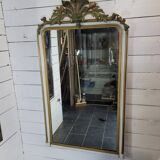 Ancien miroir style Louis XV patine doré et blanc, 145×82cms