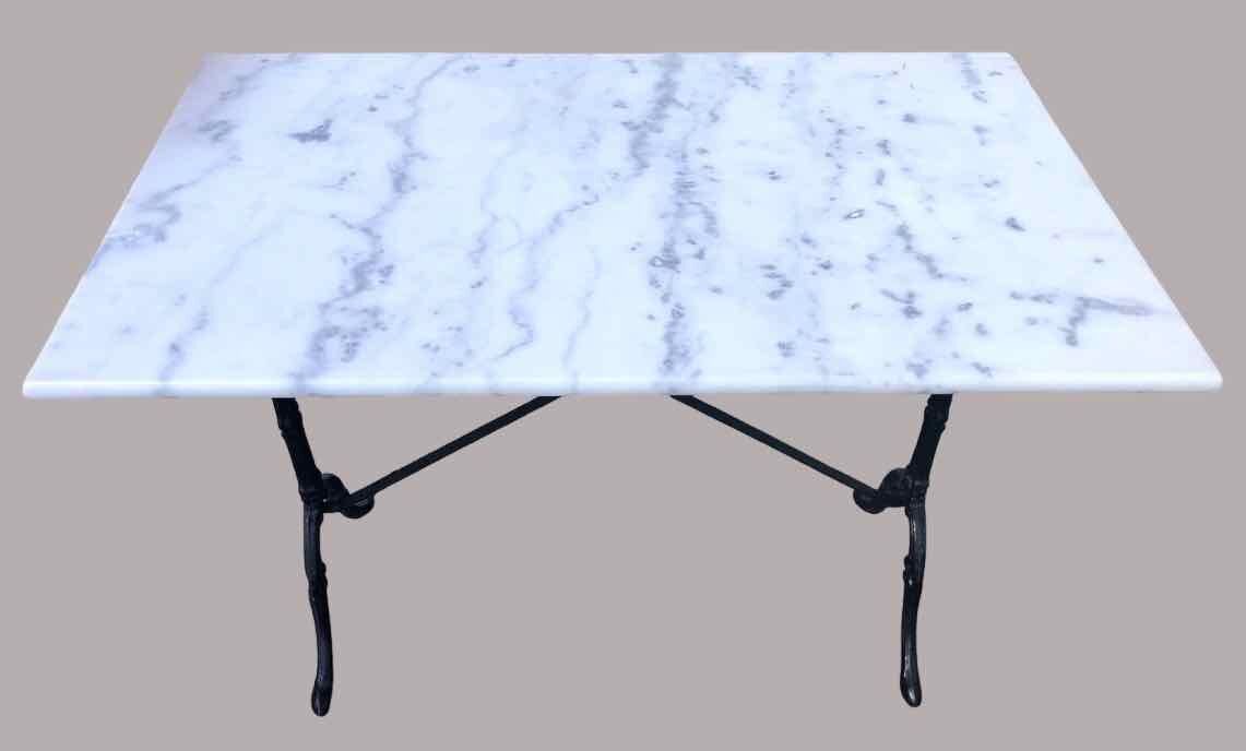 Table bistrot marbre et fonte