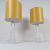 Mid-century modern crystal table lamps by Orrefors, designed by Carl Fagerlund, Sweden, 1970s.
