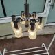 Vintage ceiling light in chrome-plated and cut glass, Targetti 1970 chandelier
