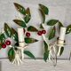 Pair of cherry metal wall lights, white and green, vintage 1970s.