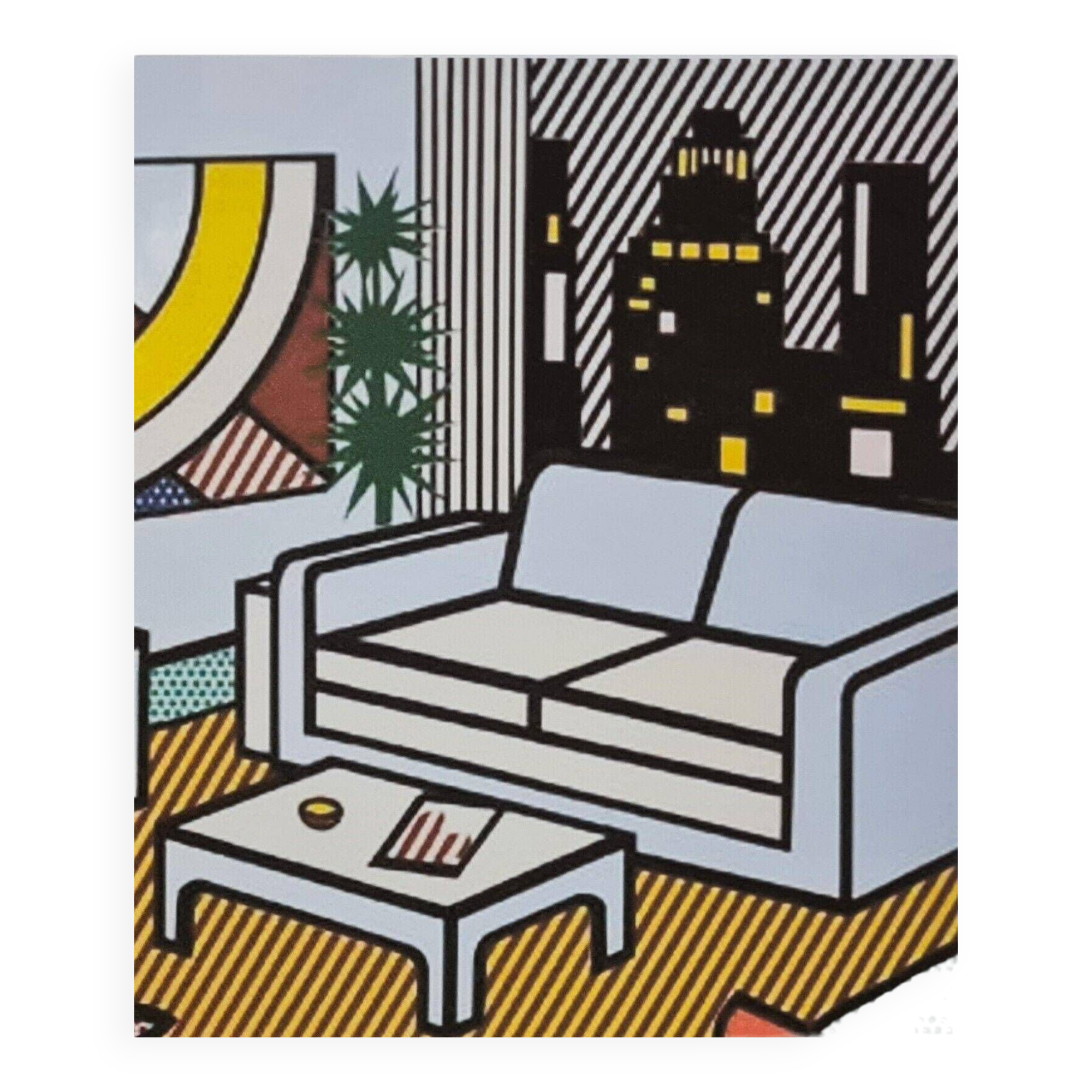 1980s Original Roy Lichtenstein "Interior With Skyline" Limited Edition Lithograph