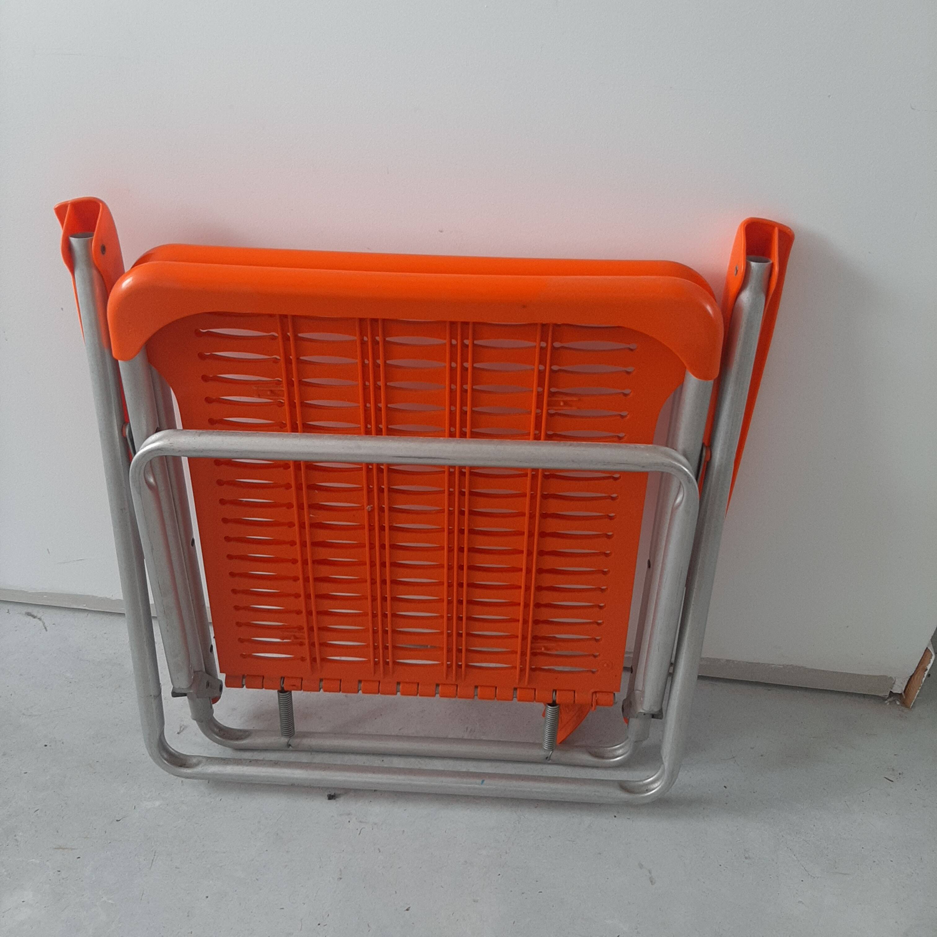 Vintage orange foldable garden armchair Kurz Design (3 armchairs available)