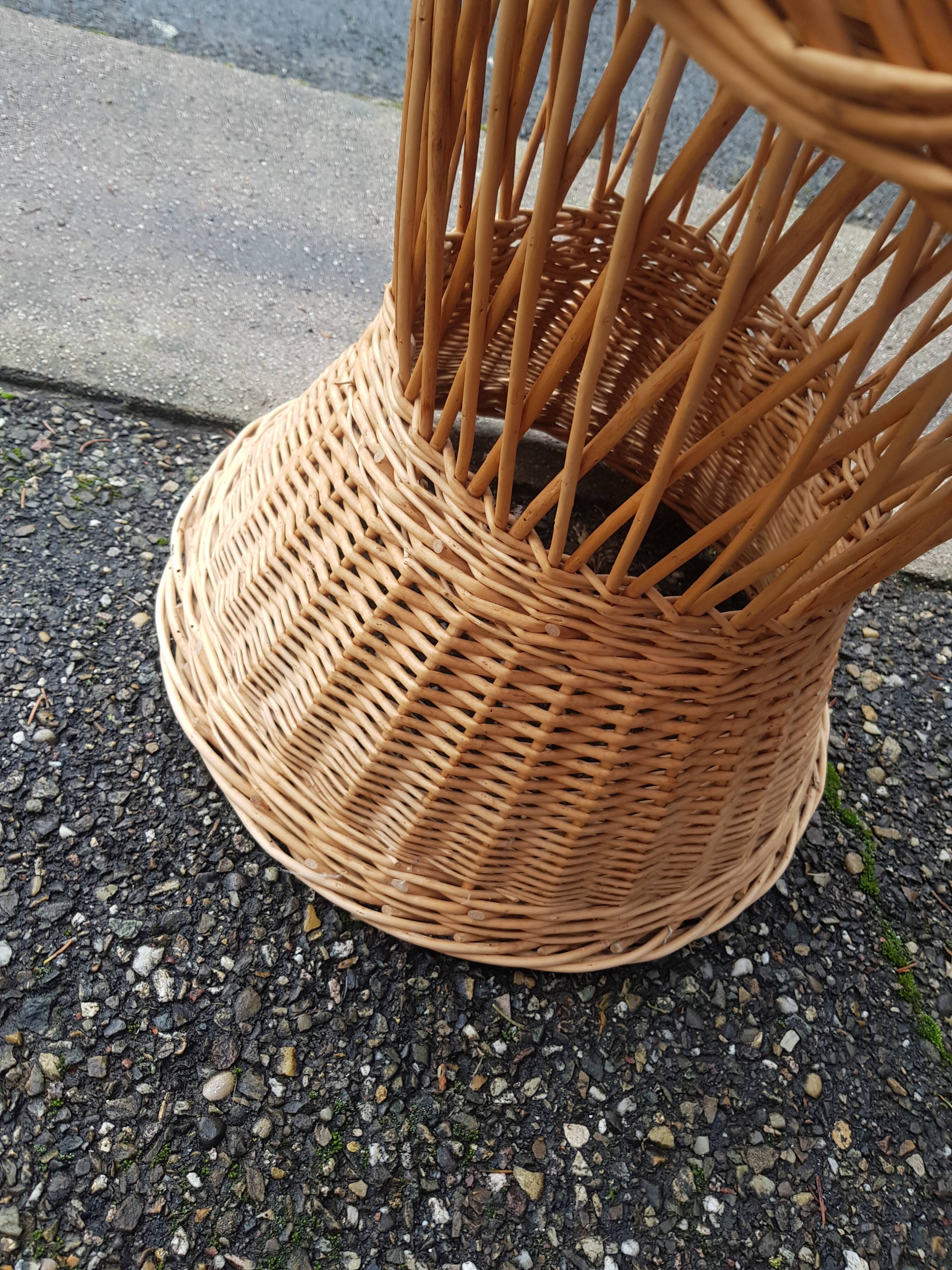Round wicker side table