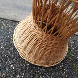 Round wicker side table