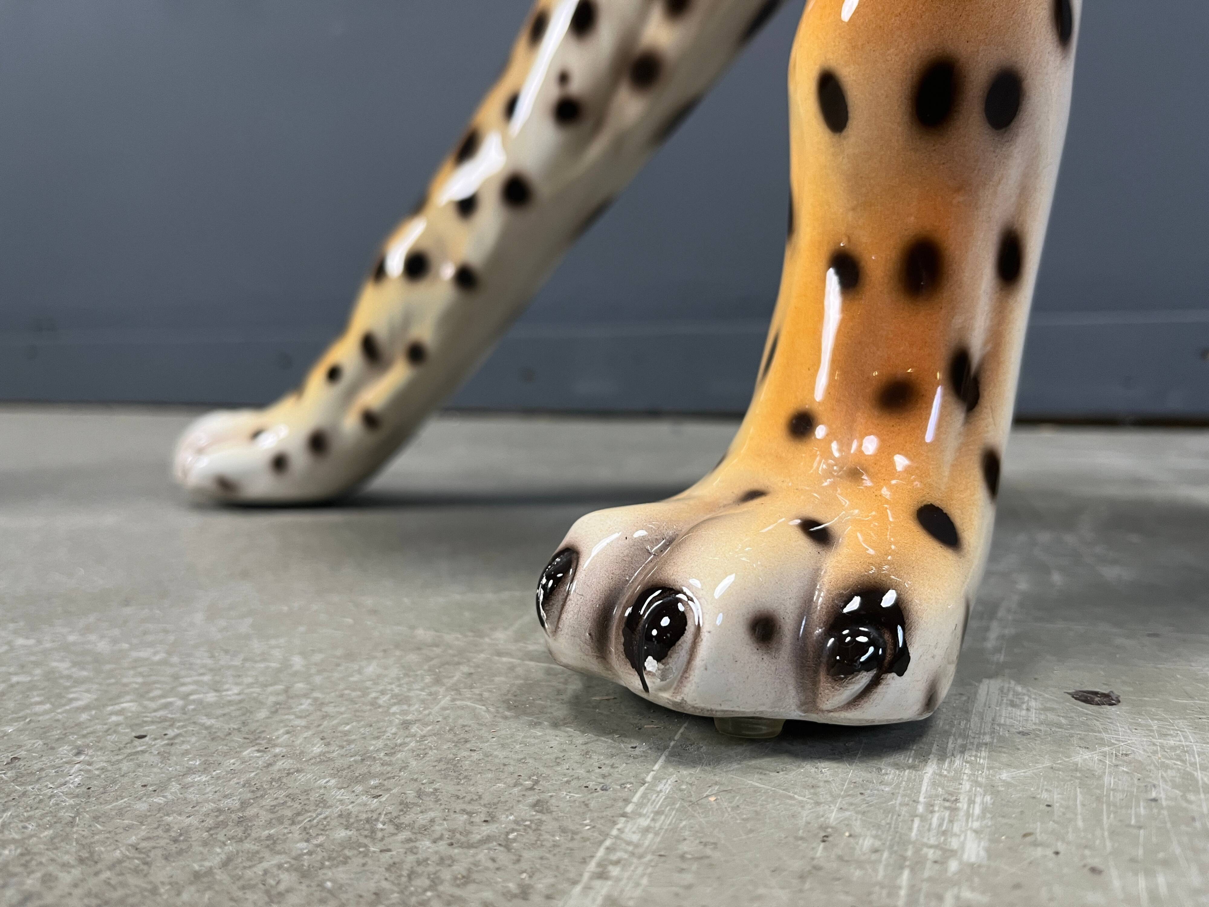 Large Italian ceramic leopard statue, 1960s