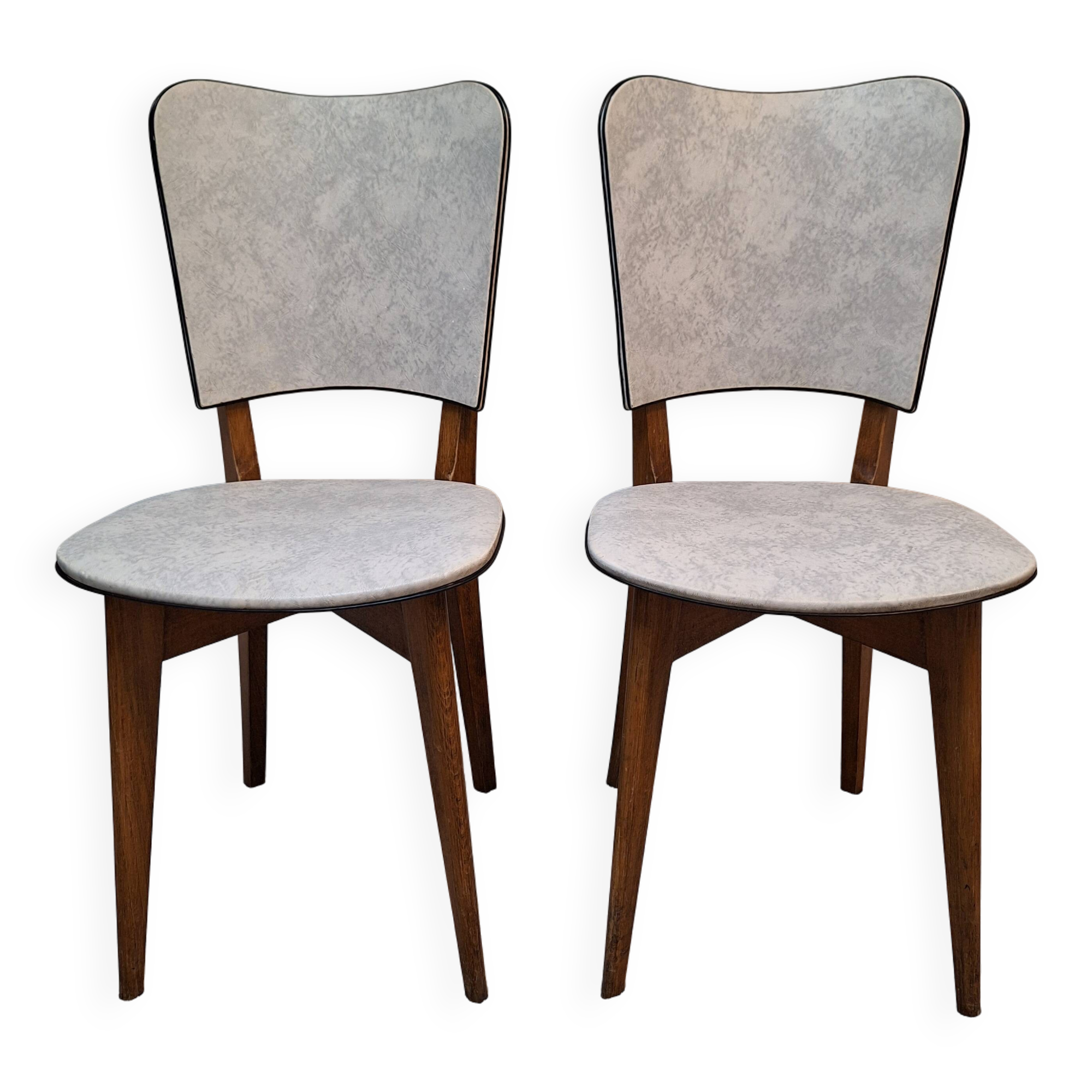 Chaises Vintage Skaï Marbre
