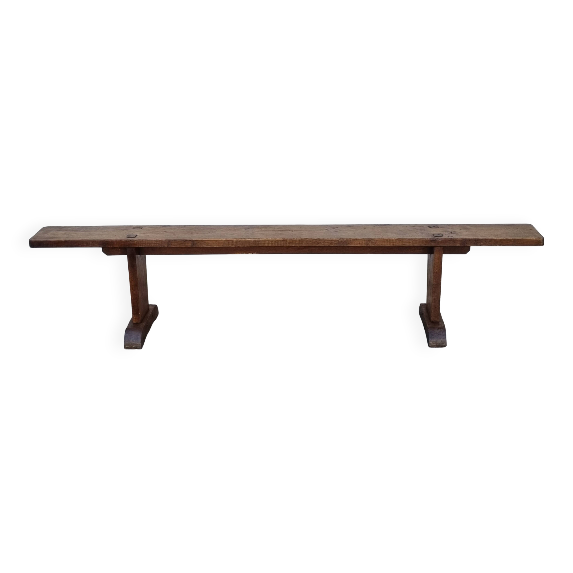 Brutalist farmhouse bench in solid oak 220 cm