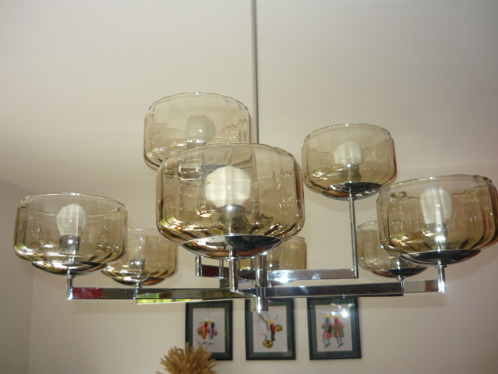Lustre de la maison Sciolari années 70 9 feux