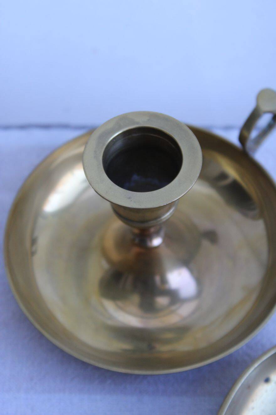 Set of 2 brass candle holders