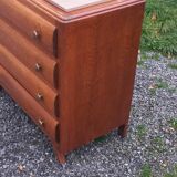 Commode en chêne pieds compas 4 tiroirs, 1950