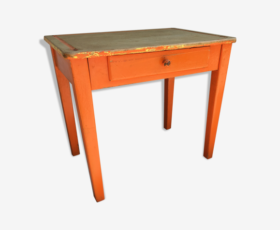 Bureau enfant en bois piètement orange