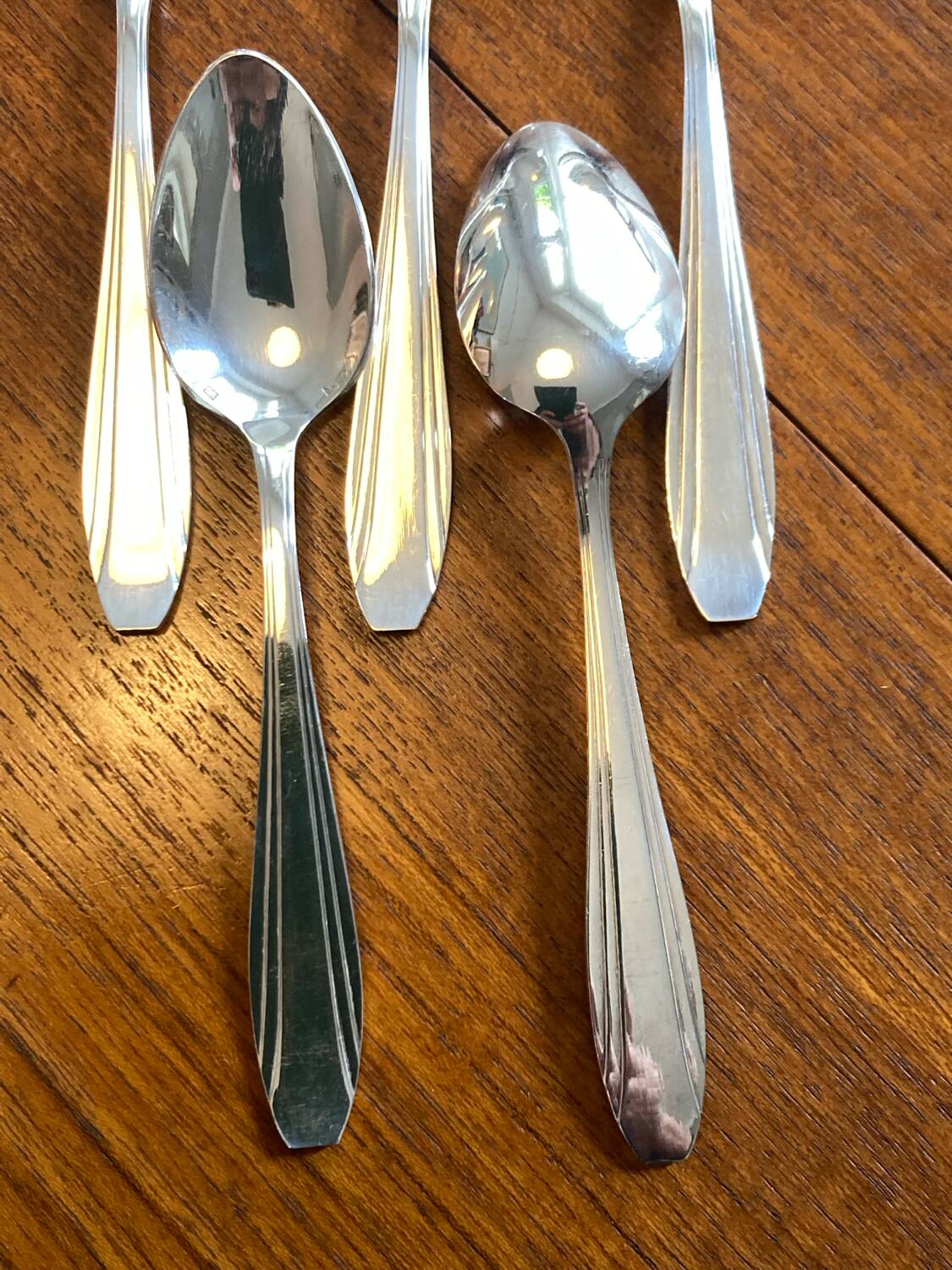 Box of 12 small silver-plated Art Deco spoons