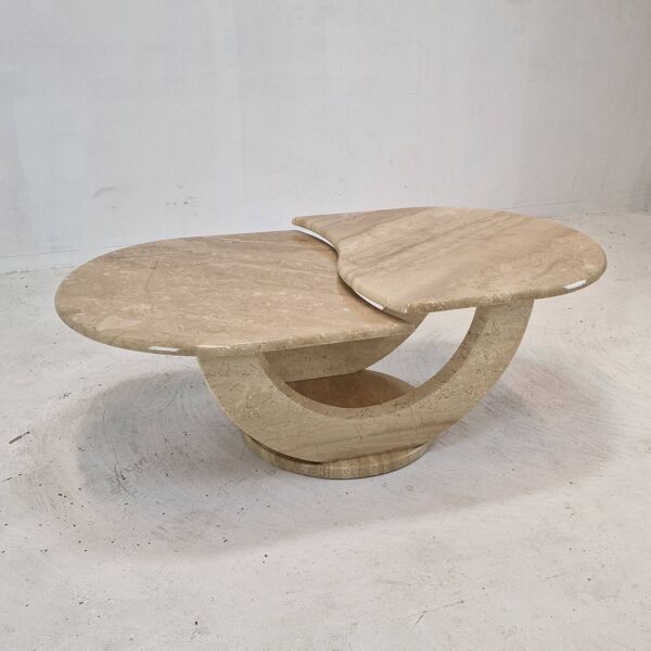 Table basse en travertin, italie, 1980s