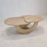 Table basse en travertin, italie, 1980s