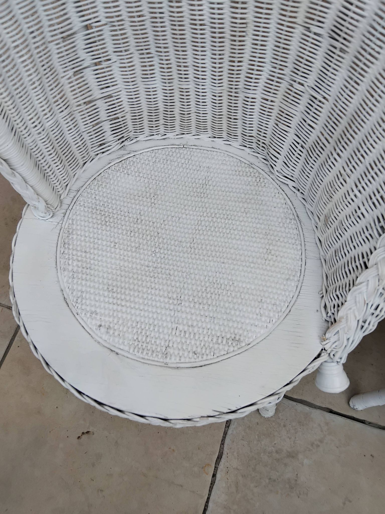 Paire de fauteuil en osier rotin blanc art deco vintage