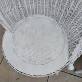 Pair of vintage art deco white rattan wicker armchairs