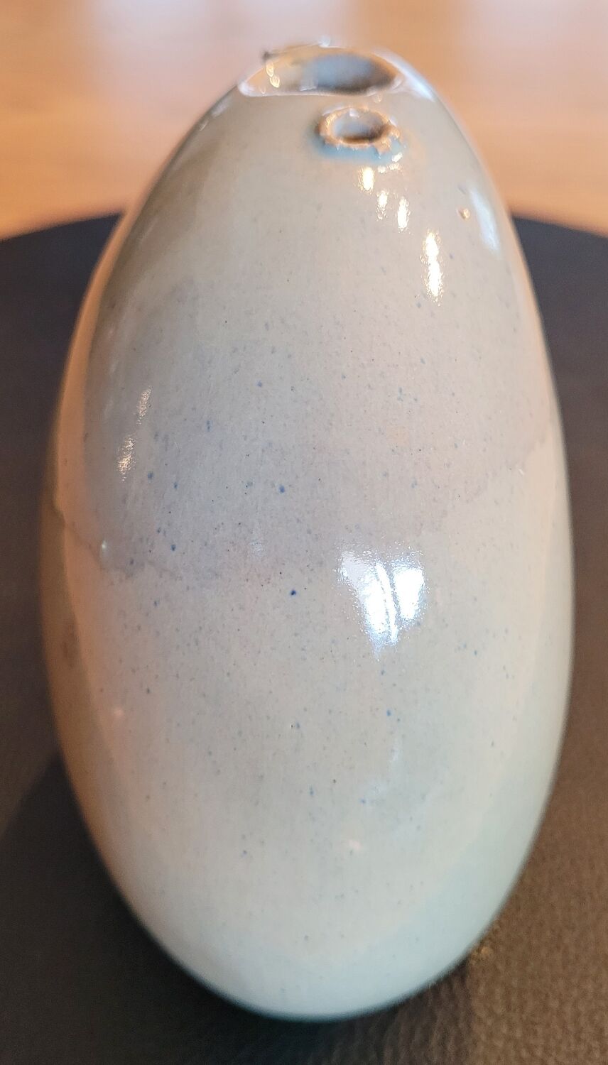 Celadon ceramic soliflore vase signed