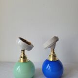 Duo of porcelain and opaline wall lamps